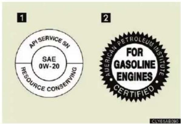 1 API SERVICE SN SAE 0W-20 RESOURCE CONSERVING 2 FOR GASOLINE ENGINES CERTIFIED CLY61AB090