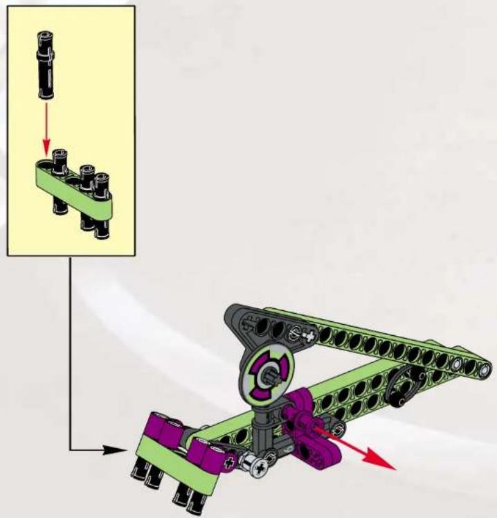 Technical diagram showing mechanical assembly with labeled components and directional arrows indicating motion or force