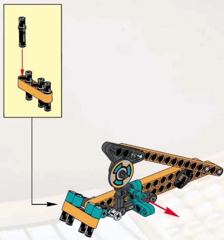 Technical diagram showing a mechanical assembly with labeled components and directional arrows indicating motion or force.