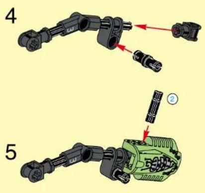 Technical diagram showing mechanical assembly steps with numbered labels and component illustrations
