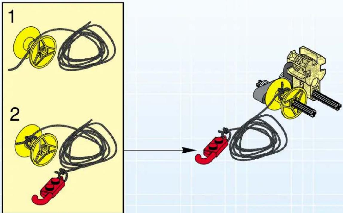 Diagram illustrating cable installation process with labeled components and assembly steps