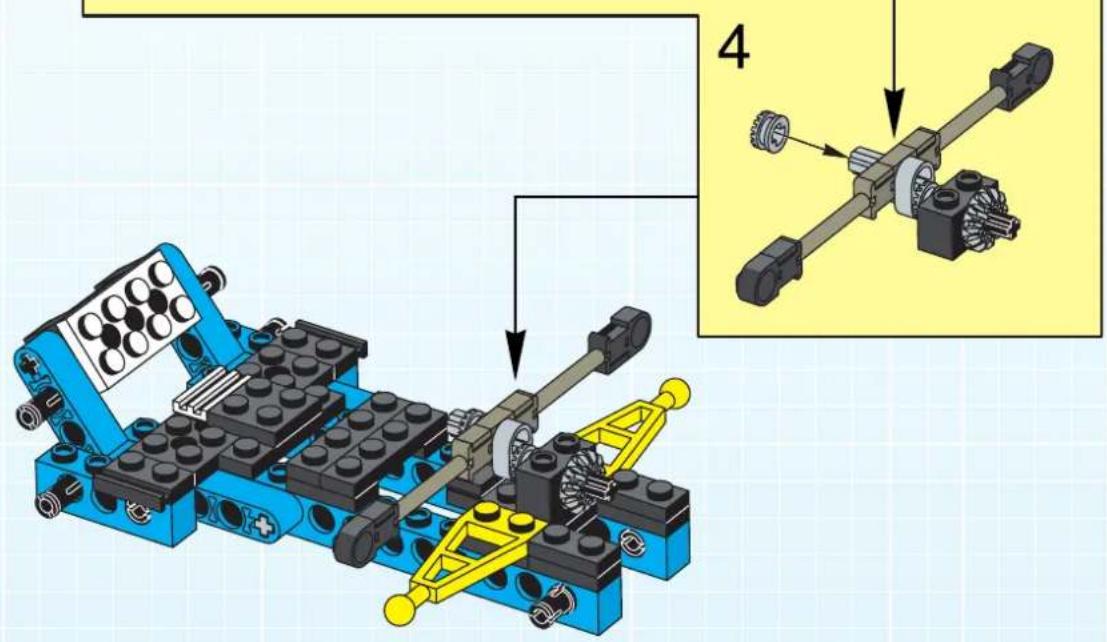 Diagram illustrating a mechanical assembly with labeled parts and a zoomed-in view of the assembly process.