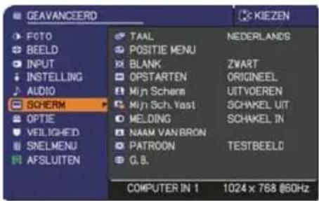 GEAVANCEERD FOTO BEELD INPUT INSTALLING AUDIO SCHERM OPTIE VEILIGED SNELMENU AFSLUITEN TAAL POSITIE MENU BLANK OPSTARTEN Mijn Scherm Mijn Sch. Yast MELDING NAAM VAN/BRON PATROON G.B. NEDERLANDS ZWART ORIGNEEL UITVOEREN SCHAKEL UIT SCHAKEL IN TESTBEELD COMPUTER IN 1 1024 x 768 @50Hz