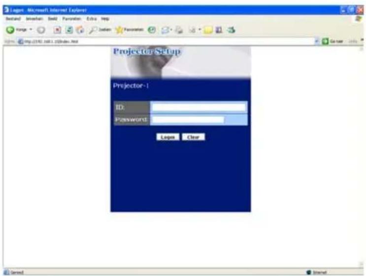 Projects Setup Projector-1 ID: Password: Login Clear