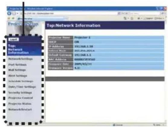 Project Setup Top:Network Information Project Name Projector 1 Name OR IP Address 192.168.1.10 Network Name 203.255.255.4 Default Gateway 192.168.1.3 BAT Address 0000872019560 Identity Date 2009/03/31 Documentation Status 8.11