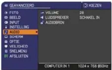 GEAVANCEERD FOTO BEELD INPUT INSTEERING AUDIO SCHERM OPTIE VEILICHED SNELMENU AFSLUITEN VOLUME 28 LUIDSPREKER SCHAKEL IN AUDIOBRON COMPUTER IN 1 1024 x 768 @60Hz