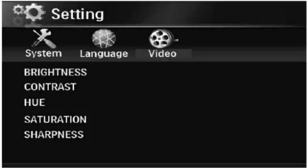 Prology DVD-2070U - Меню настроек изображения - 1