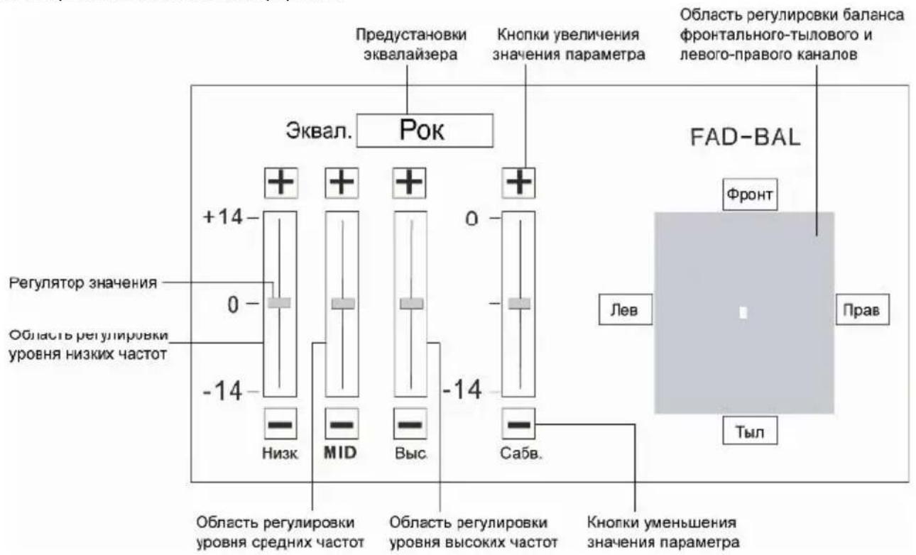 Prology MDD-722T - Режим настроек звучания - эквалайзер - 2