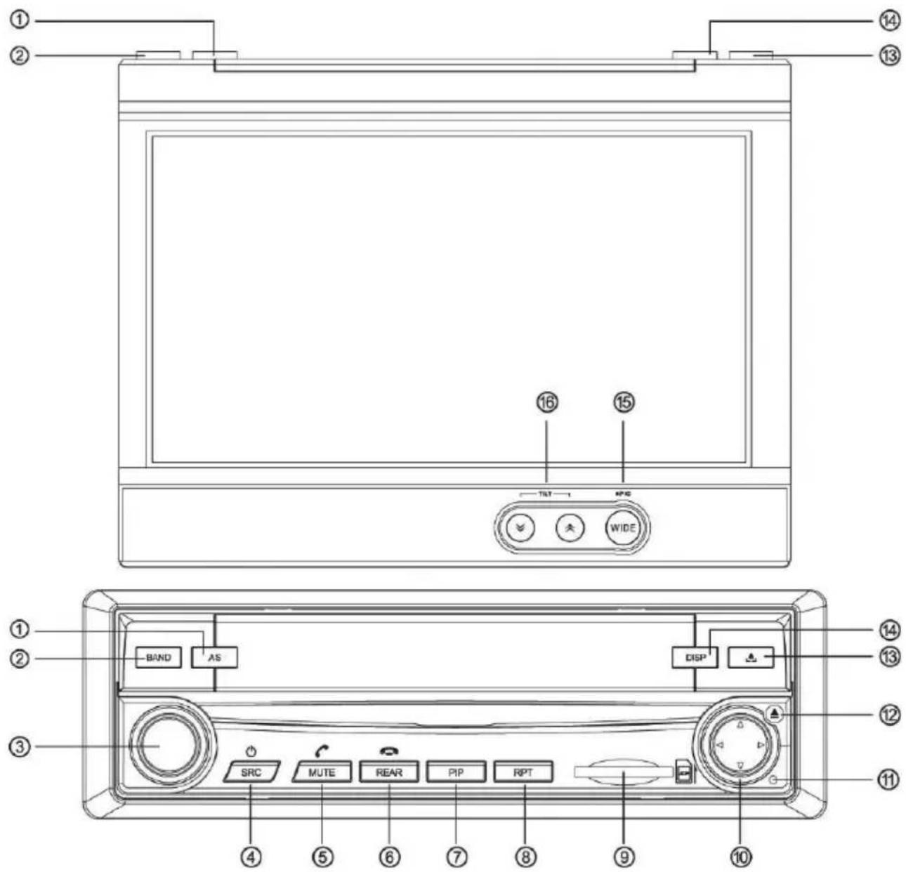 Prology MDD-730T - Элементы управления на передней панели - 1