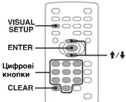 VISUAL SETUP ENTER Цифрові кнопки CLEAR