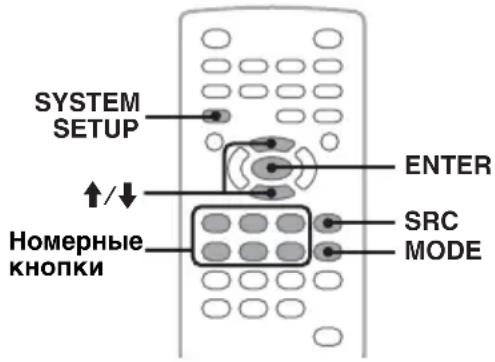 SYSTEM SETUP ENTER ↑/↓ Hомерные кнопки SRC MODE