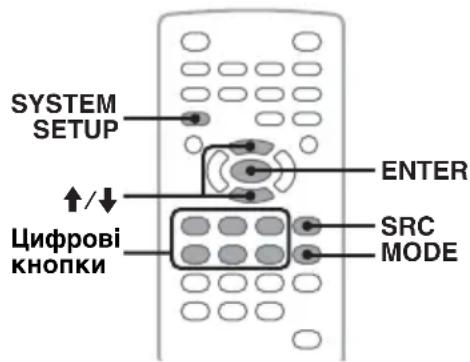 SYSTEM SETUP ENTER ↑/↓ Цифрові кнопки SRC MODE