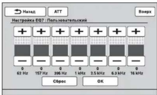 SONY XAV-E622 - Настройка кривой эквалайзера — настройка EQ7 - 1