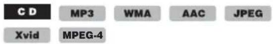 CD MP3 WMA AAC JPEG Xvid MPEG-4
