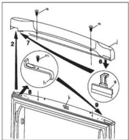 Technical diagram illustrating mechanical assembly with numbered components and directional arrows, including labeled parts and a magnified inset showing internal structure.