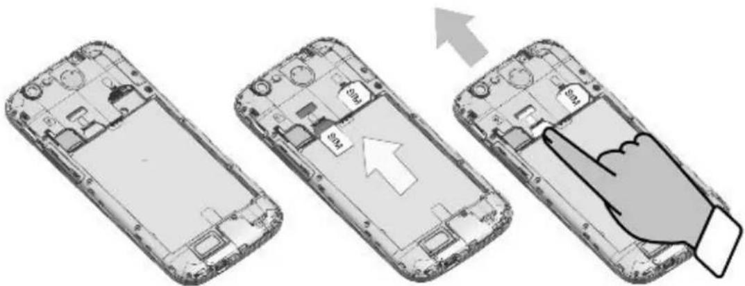 FLY EVO Tech 2 IQ458 QUAD - Установка SIM карт и аккумулятора: - 1