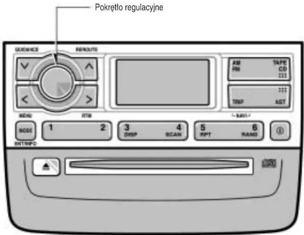 Pokrętło regulacyjne GUIDAICS REROUTS AM TAPE FB CD EIS TROP AST REND RTM 1 2 3 4 5 6 DSP SCAN RFT RAND EXITINFO