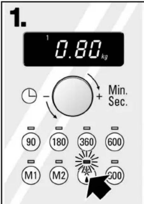 1. 0.80 kg - + Min. Sec. 90 180 360 600 M1 M2 300
