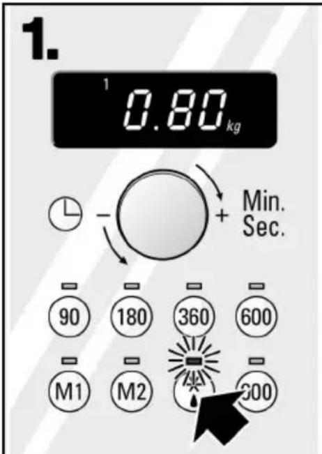 1. 0.80 kg - + Min. Sec. 90 180 360 600 - M1 M2 300