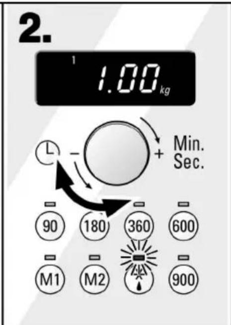 2. 1.00 kg + Min. Sec. 90 180 360 600 M1 M2 900