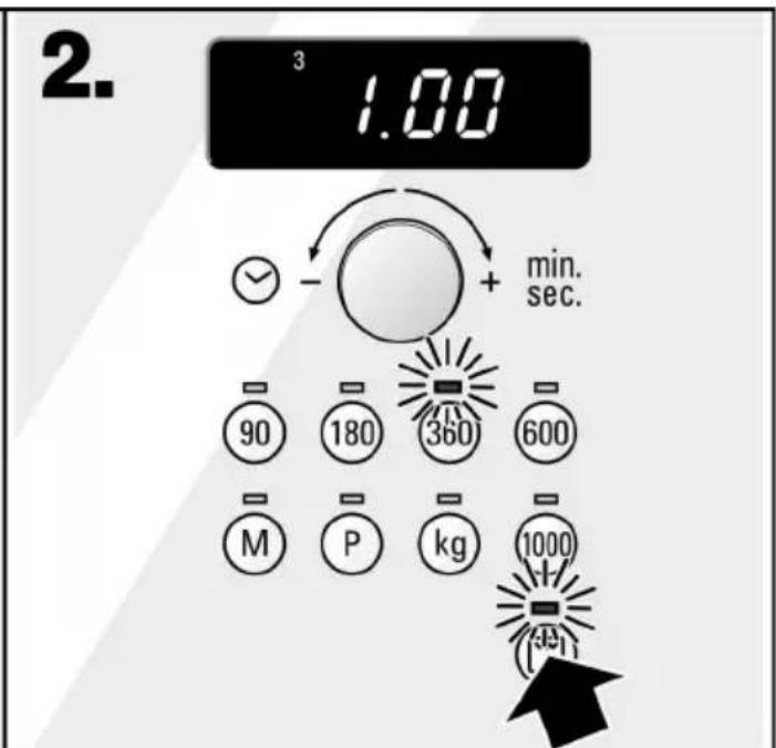 2. 3 1.00 + min. sec. 90 180 360 600 M P kg 1000 (5%)