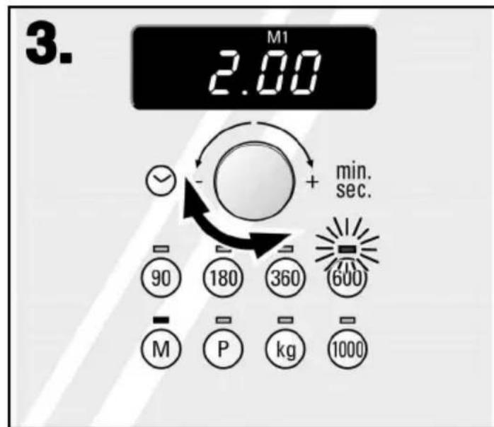 3. M1 2.00 + min. sec. 90 180 360 600 - M P kg 1000