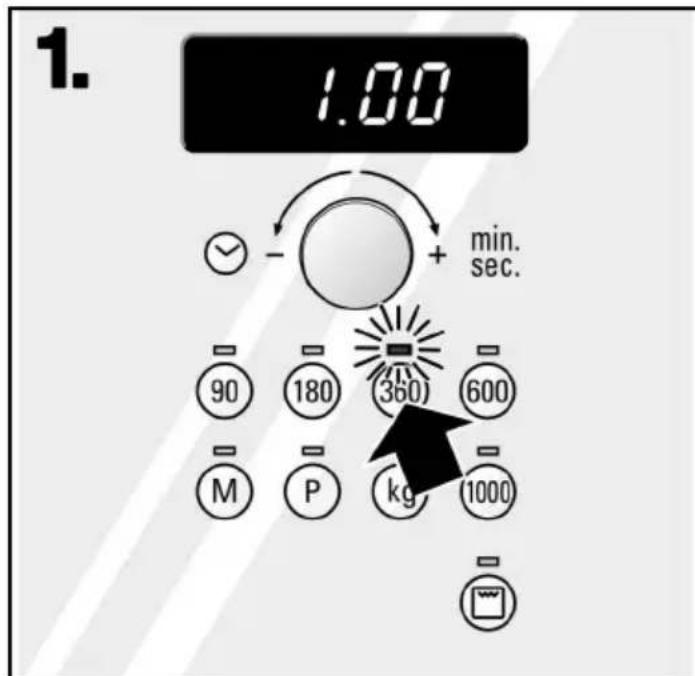 1. 1.00 - + min. sec. 90 180 360 600 M P kg 1000