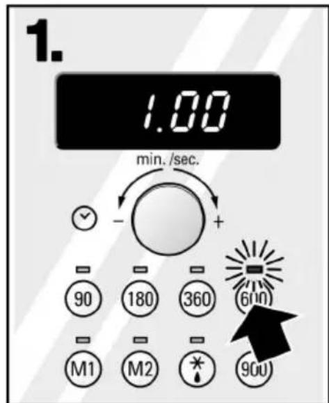 1. 1.00 min./sec. + - - - - 90 180 360 (600) - M1 M2 * 900