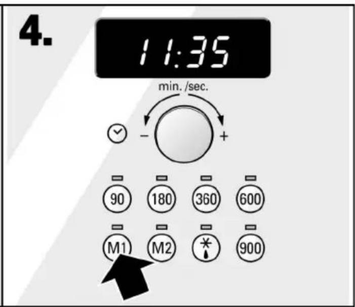 4. 11:35 min. /sec. + - + 90 180 360 600 M1 M2 * 900