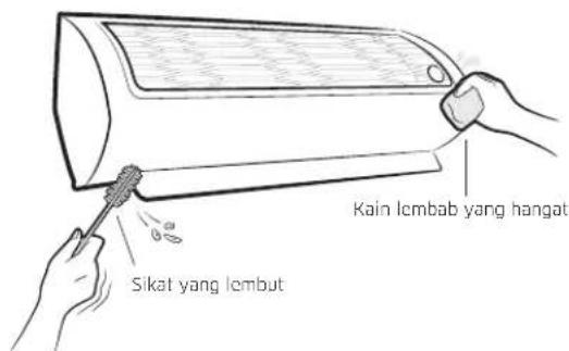 Sikat yang lembut Kain lembab yang hangat