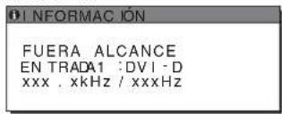 INFORMACIÓN FUERA DE ALCANCE ENTRADA 1: DVI - D xxx . xkHz / xxxHz