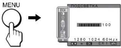 MENU ПОДСВЕТКА 100 1280 1024 60 Hzx 3X 1 (min)