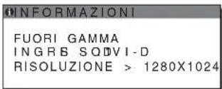 INFORMAZIONI FUORI GAMMA INGRESSO DVI-D RISOLUZIONE > 1280X1024