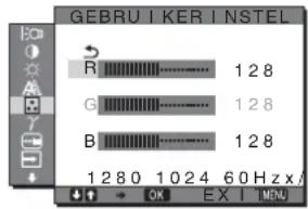 GEBRUIKERSINSTELLING R 128 G 128 B 128 1280 1024 60 Hz/ EX I MΩ