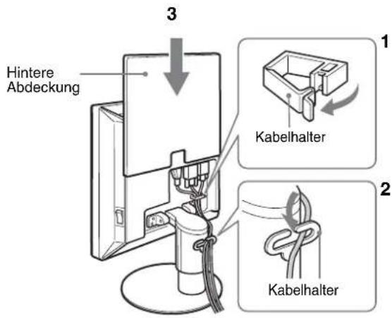 Hintere Abdeckung 3 1 Kabelhalter 2 Kabelhalter