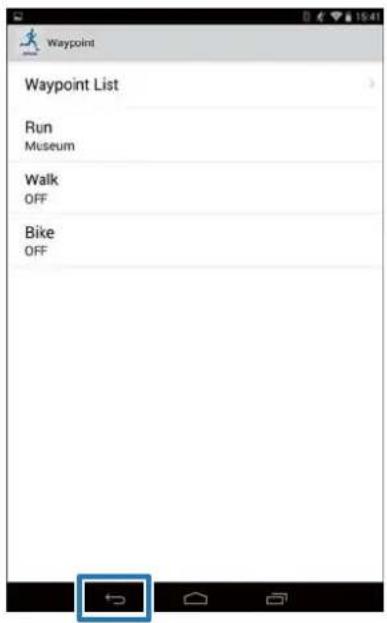 Waypoint. Waypoint List. Run: Museum. Walk: OFF. Bike: OFF.