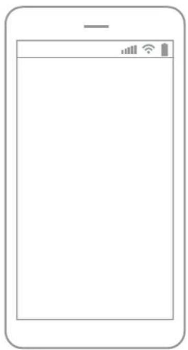 Front view of a smartphone with a blank screen and UI icons on the screen (no text or symbols)