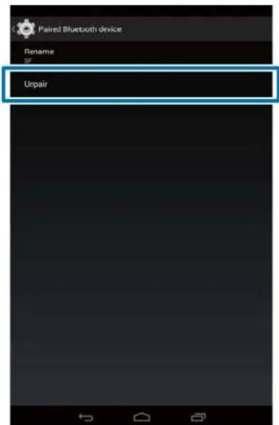 Paired Bluetooth device Rename Unpair