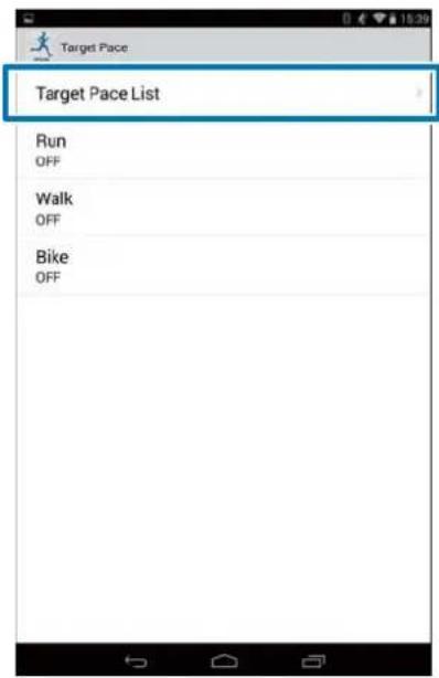 Target Pace Target Pace List Run OFF Walk OFF Bike OFF