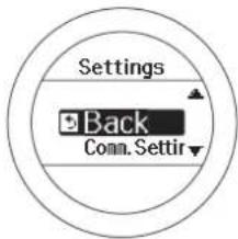 Settings Back Conn. Settings