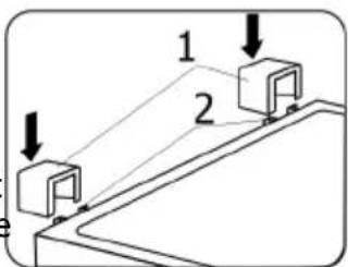 Diagram showing two labeled components (1 and 2) with directional arrows indicating motion or force, possibly illustrating a physics or engineering concept.
