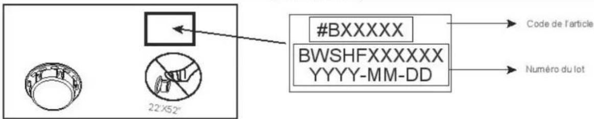 #BXXXX BWSHFXXXXXX YYYY-MM-DD 22'X52" Code de l'article Numéro du lot