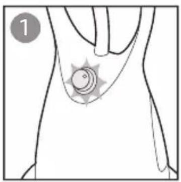 Line drawing of a human torso with a star-shaped badge on the chest (no text or symbols)