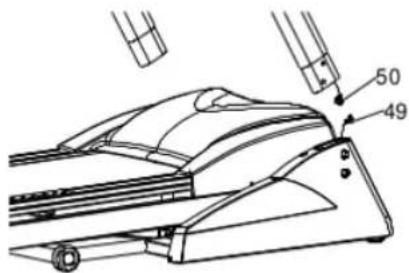 Technical diagram of a mechanical device with labeled parts 50 and 49, showing assembly or assembly details.