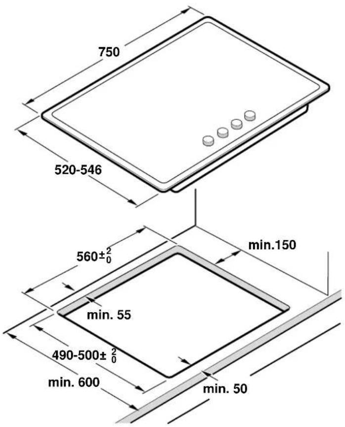 750 520-546 560±²₀ min.150 min. 55 490-500±²₀ min. 600 min. 50