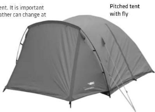 Pitched tent with fly It is important other can change at