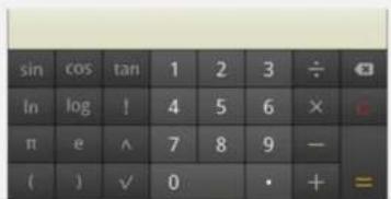 sin cos tan 1 2 3 ÷ ln log ! 4 5 6 × π e ^ 7 8 9 - ( ) √ 0 • + =