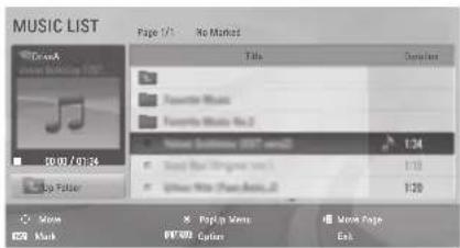 MUSIC LIST Page 1/1: No Market DriveA Tilts Samples Favorite Music Favorite Music No.2 Video Business (VSP) video 134 Sound Bus (Sound Bus) 128 Video Note (Sound Note) 120 Movie Page OK Share PlayUp Status FPT 0000 Gearbox Edit