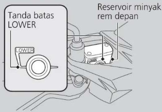 Tanda batas LOWER RESERVOIR MINYAK rem depan