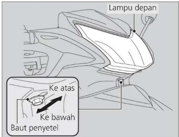 Lampu depan Ke atas Ke bawah Baut penyetel